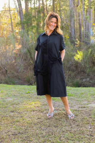Black Chiffon Bow Dress