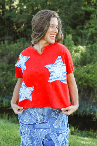 Star Patched Red Top