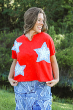 Load image into Gallery viewer, Star Patched Red Top
