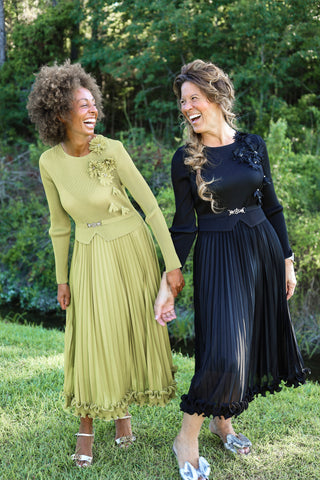 Buckle Silky Pleated Dress