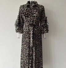 Load image into Gallery viewer, Silky Pleated Leopard Dress
