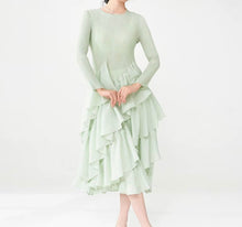 Load image into Gallery viewer, Silky Pleated Ruffle Dress
