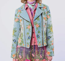 Load image into Gallery viewer, Lucinda Embroidered Denim Motorcycle Jacket
