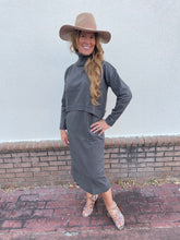 Load image into Gallery viewer, Grey Sweater Dress Set
