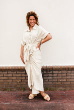 Load image into Gallery viewer, Sage Cream Ruched Dress
