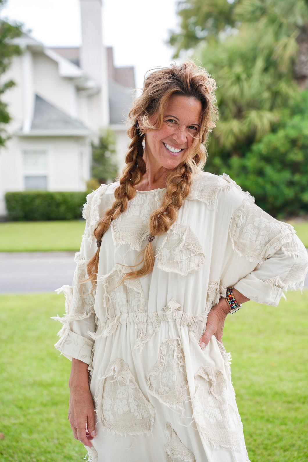 Shag Patches Cream Dress