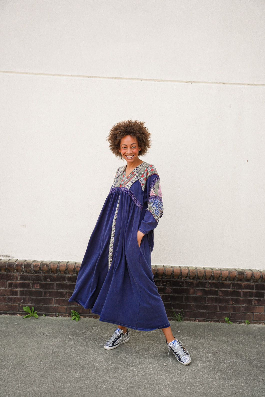 Ramsey Navy Patchwork Dress