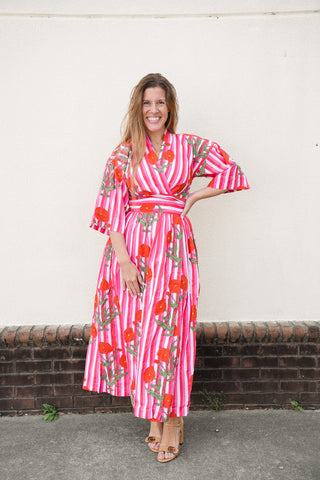 Scarlet Stripe Wrap Dress