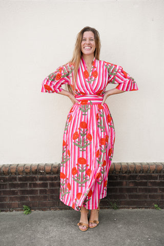 Scarlet Stripe Wrap Dress