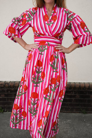 Scarlet Stripe Wrap Dress