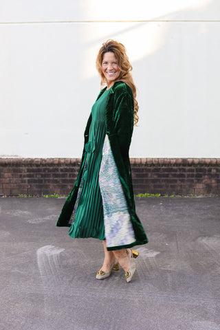Green Velvet Duster Jacket