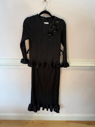 Embellished Silky Pleated Set