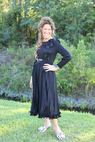 Buckle Silky Pleated Dress