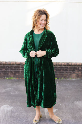 Green Velvet Duster Jacket