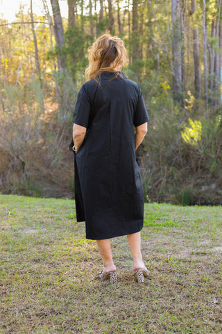 Black Chiffon Bow Dress