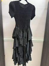 Load image into Gallery viewer, Silky Pleated Ruffle SS Dress
