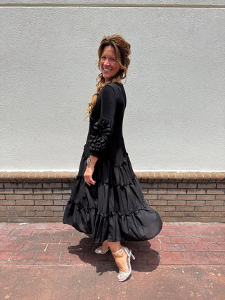 Silky Pleated Bloom Dress