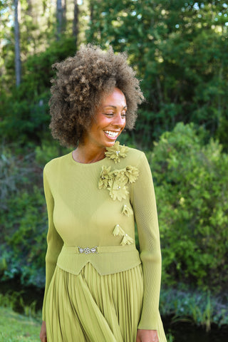 Buckle Silky Pleated Dress