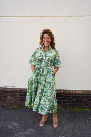 Palm Green Leopard Dress