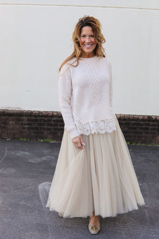 Cream Lace Sweater