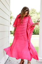 Load image into Gallery viewer, Hot Pink Pleated Caftan Dress
