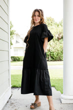 Load image into Gallery viewer, Black Ruffle Tee Dress
