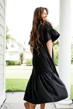 Load image into Gallery viewer, Black Ruffle Tee Dress
