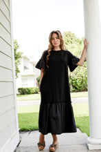 Load image into Gallery viewer, Black Ruffle Tee Dress
