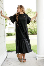 Load image into Gallery viewer, Black Ruffle Tee Dress
