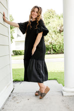 Load image into Gallery viewer, Black Ruffle Tee Dress
