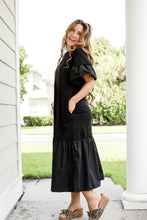 Load image into Gallery viewer, Black Ruffle Tee Dress
