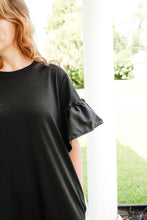 Load image into Gallery viewer, Black Ruffle Tee Dress
