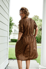 Load image into Gallery viewer, Brown Elastic Drawstring Dress
