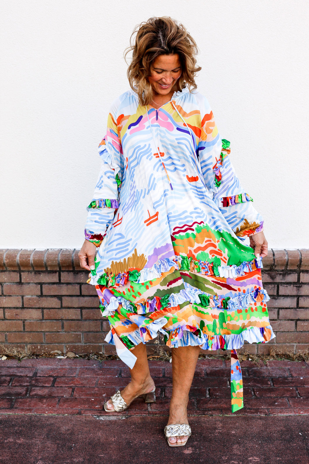 Athena Silk Ruffle Dress