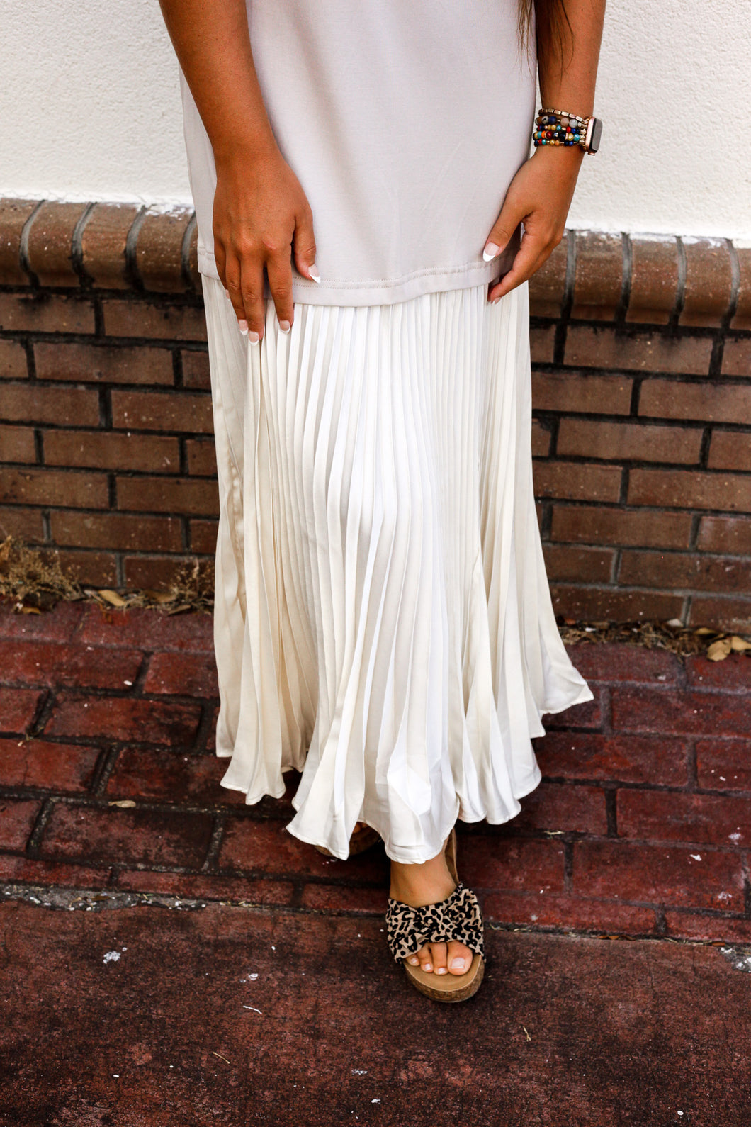 Silk Pleats Tee Dress