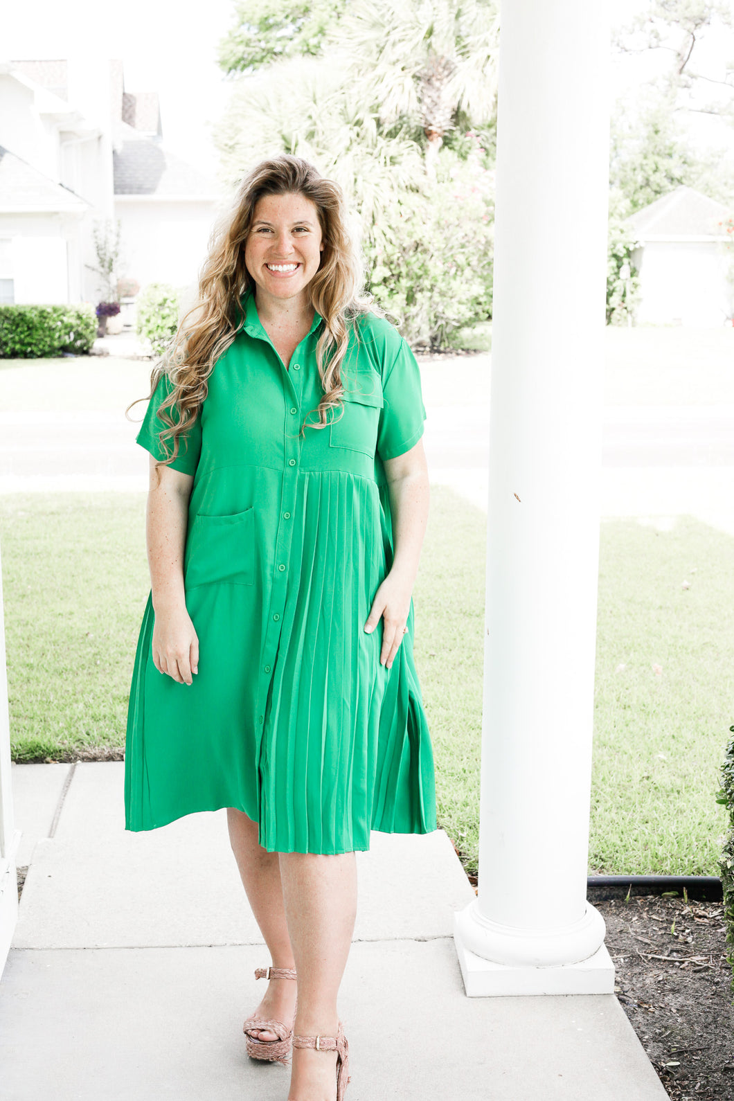 Ivy Pleated Shirt Dress