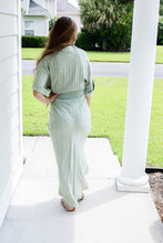 Load image into Gallery viewer, Sage Cream Ruched Dress
