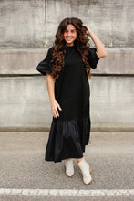 Load image into Gallery viewer, Black Ruffle Tee Dress
