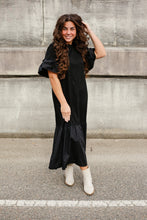 Load image into Gallery viewer, Black Ruffle Tee Dress
