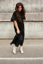 Load image into Gallery viewer, Black Ruffle Tee Dress
