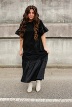 Load image into Gallery viewer, Black Ruffle Tee Dress
