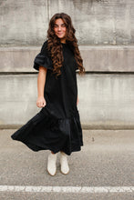 Load image into Gallery viewer, Black Ruffle Tee Dress
