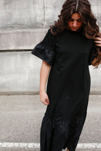 Load image into Gallery viewer, Black Ruffle Tee Dress
