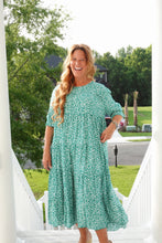 Load image into Gallery viewer, Bonnie Green White Floral Tiered Maxi Dress
