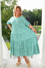 Load image into Gallery viewer, Bonnie Green White Floral Tiered Maxi Dress
