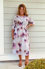 Load image into Gallery viewer, Lavender Floral Drawstring Waist Cotton Dress
