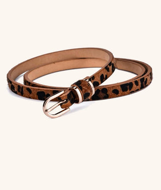Leopard Skinny Belt Calf Hair