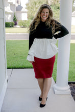 Load image into Gallery viewer, Black White Peplum Top
