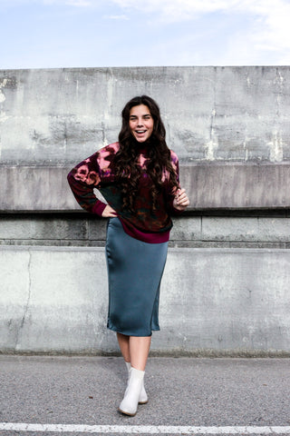 Simone Teal Satin Skirt