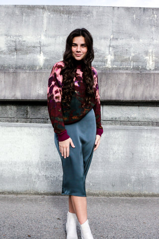 Simone Teal Satin Skirt